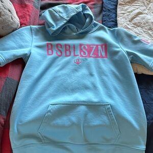 Boys Baseball Lifestyle 101 Blue Hoodie with Pink Lettering